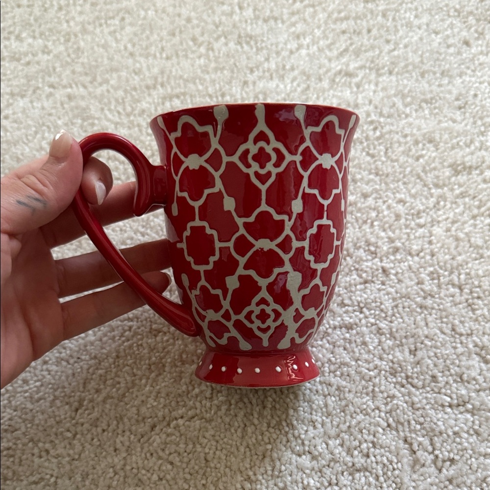 Red and white mug